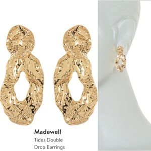 NWT Madewell Tides Double Drop Textured Vintage Gold Statement Earrings